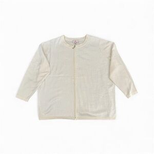 Quacker Factory Cream Knit Sequined Front Cardigan